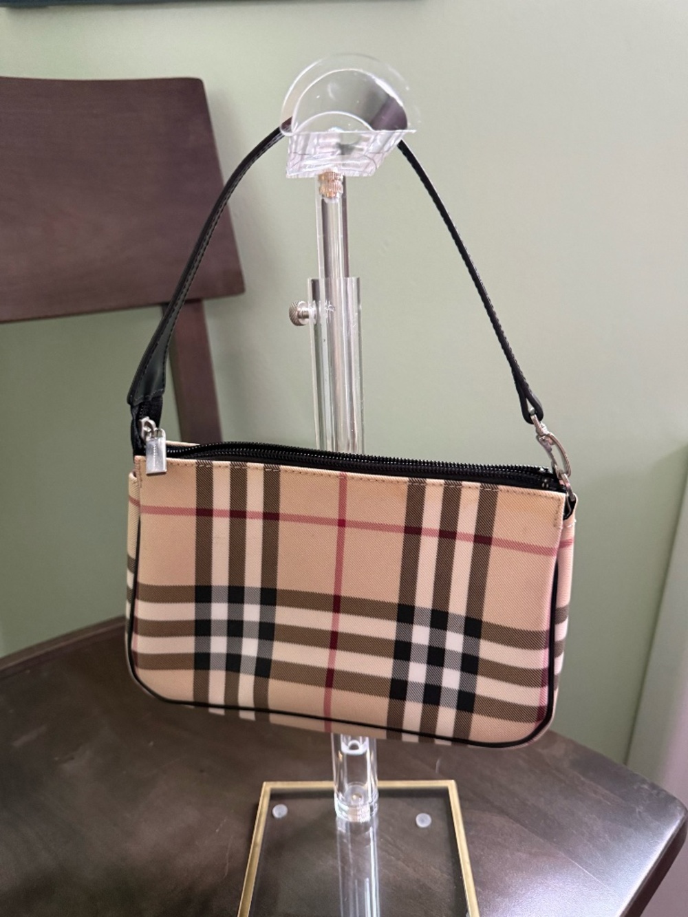 Vintage Burberry Nova Check Pochette Bag, Y2K Shoulder Purse, Made in Italy